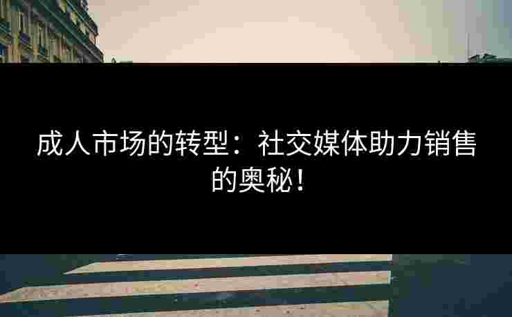 成人市场的转型：社交媒体助力销售的奥秘！