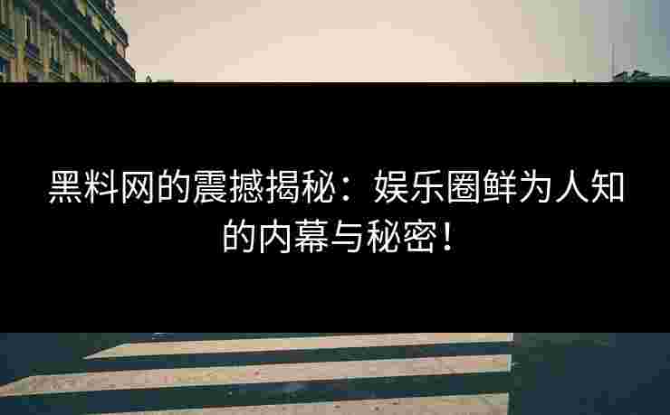 黑料网的震撼揭秘：娱乐圈鲜为人知的内幕与秘密！