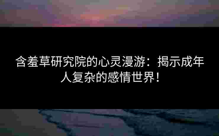 含羞草研究院的心灵漫游：揭示成年人复杂的感情世界！